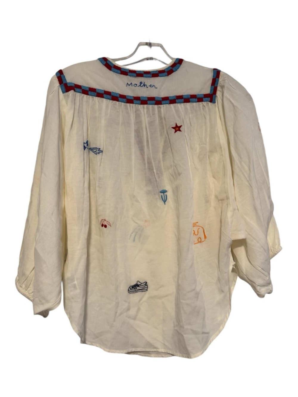 MOTHER The Breeze Yoke Top Whisper White Embroidered Boho Blouse XS NWT - Picture 4 of 7